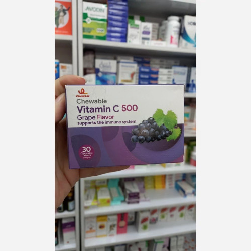 قرص جویدنی ویتامین C 500 میلی گرم ویتامین لایف 30 عدد