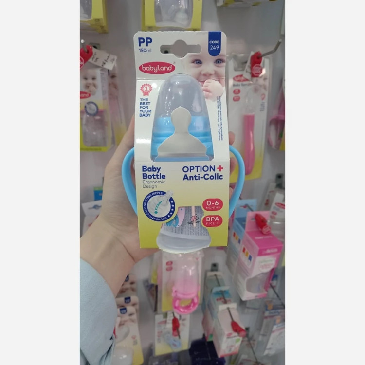 شیشه شیر آنتی کولیک 0 تا 6 ماه 150 میل بی بی لند کد 249