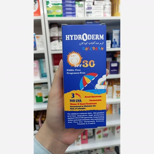 کرم ضد آفتاب بی رنگ هیدرودرم SPF30 کودک