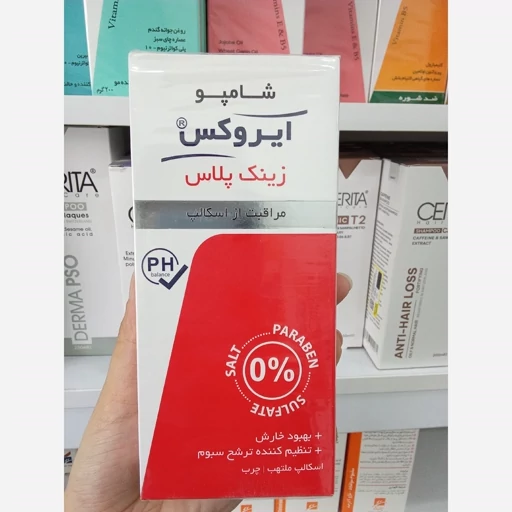 شامپو زینک پلاس فاقد سولفات ایروکس مناسب شوره چرب