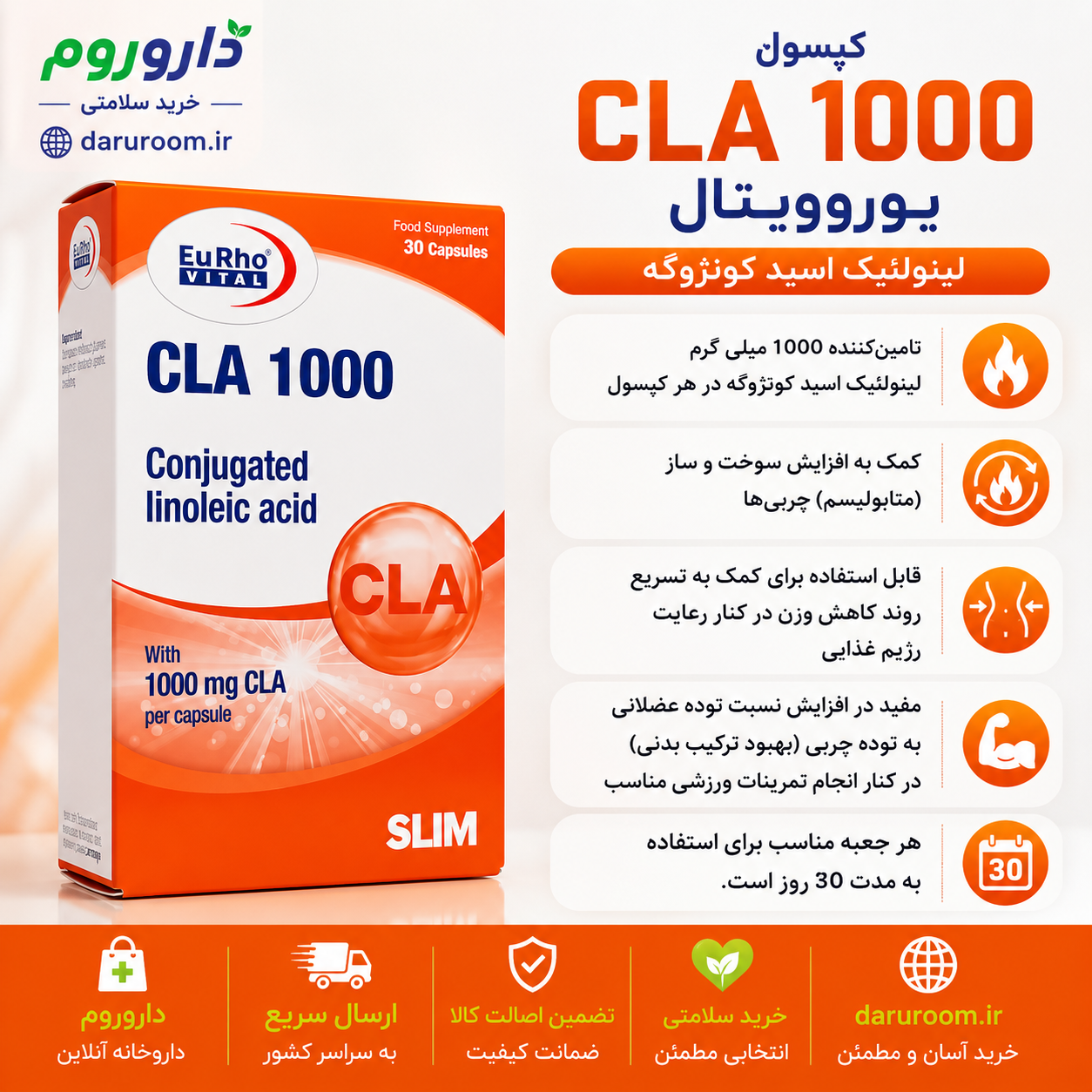 کپسول سی ال ای یوروویتال برای کمک به چربی‌سوزی و کنترل وزن بدن