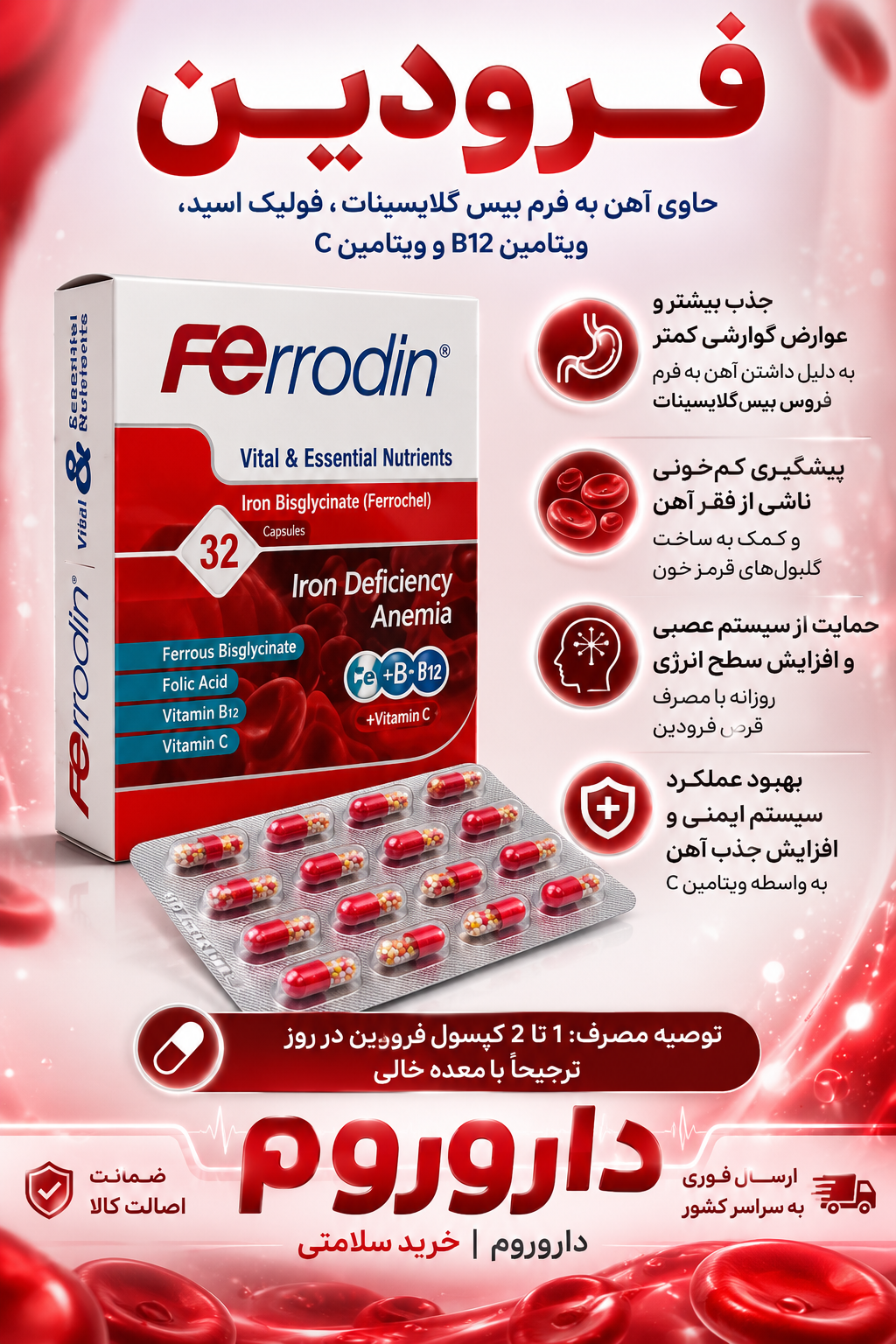 کپسول فرودین بسته 32 عددی