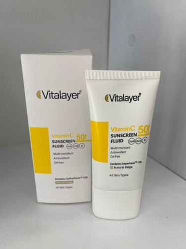 فلوئید ضد آفتاب ویتالایر مدل ویتامین SPF50 نچرال بژ 50 میل