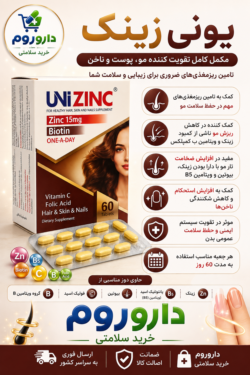 قرص یونی زینک 60 عدد