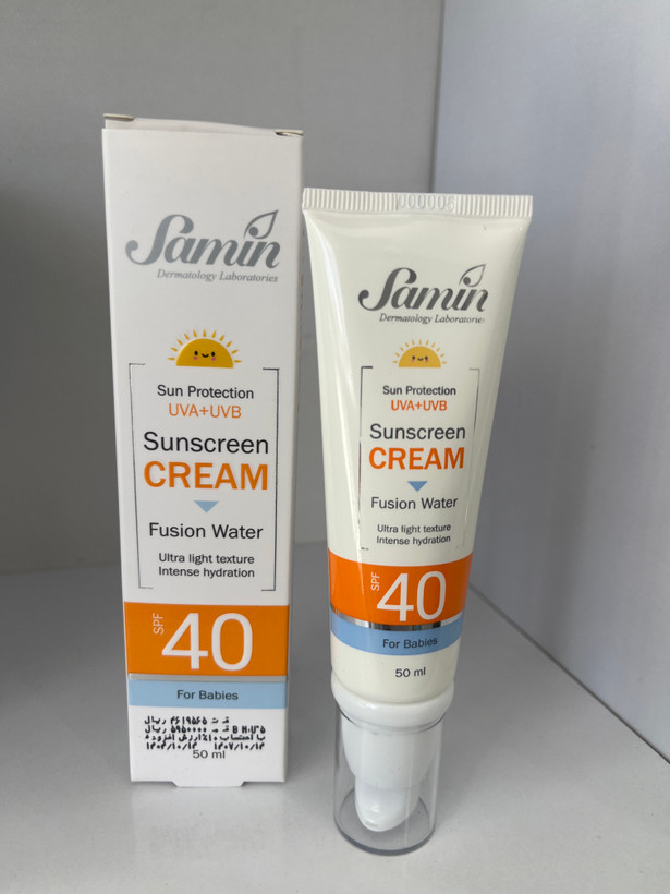 کرم ضدآفتاب فیوژن واتر کودکان ثمین SPF40 حجم ۵۰ میلیلیتر
