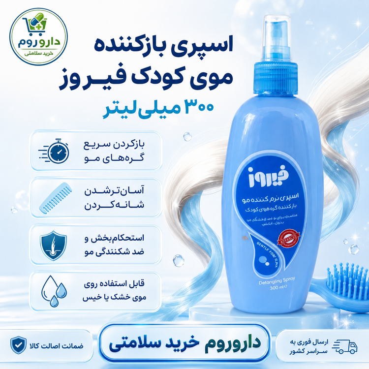 اسپری بازکننده موی کودک فیروز ۳۰۰ میلیلیتر (آبی)