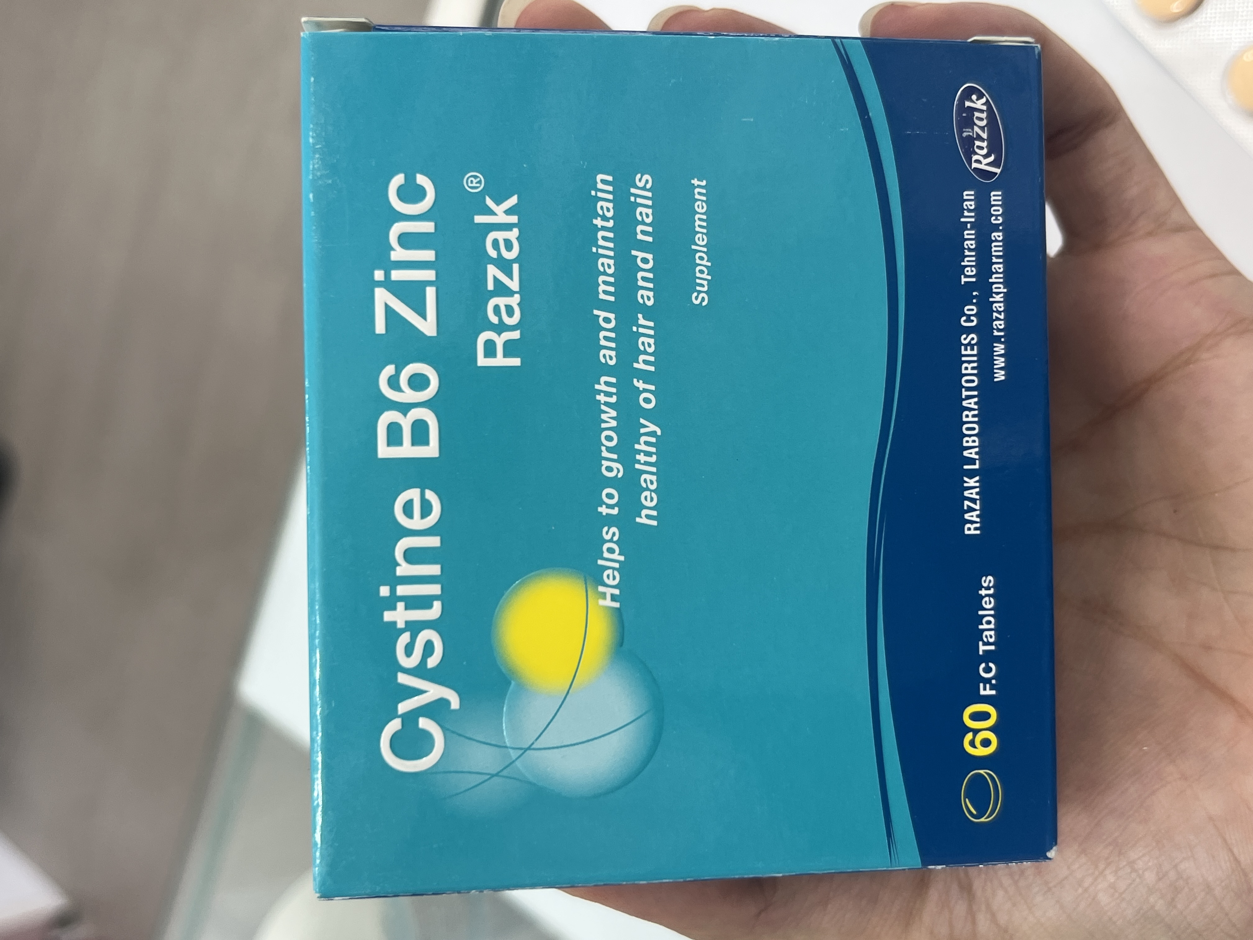 قرص سیستین B6 زینک رازک برای رشد و سلامت مو و ناخن ۶۰ عدد