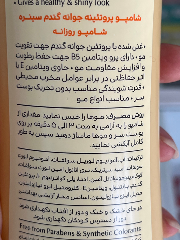 شامپو پروتئینه جوانه گندم سینره ۲۵۰ میلیلیتر | شامپو روزانه