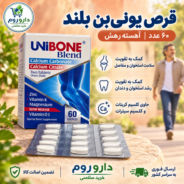 قرص یونیبن تقویت استخوان و مفاصل ۶۰ عددی