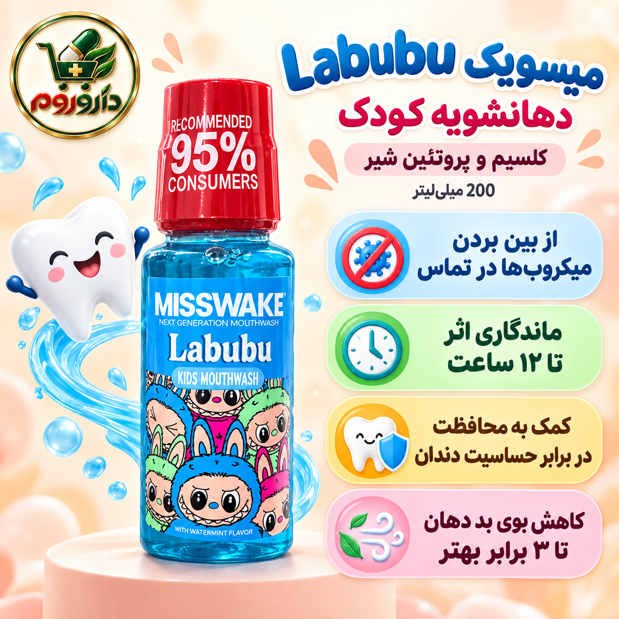 دهانشویه کودک لبوبو آبی میسویک 200 میل