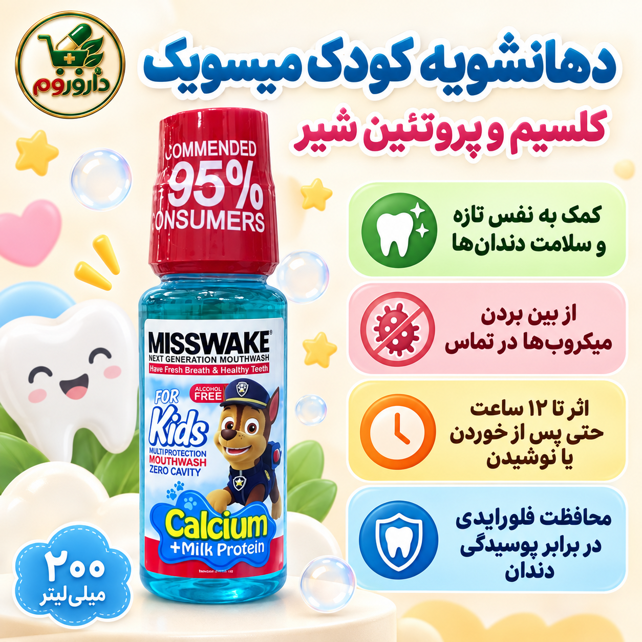 دهان شویه کودک سگ نگهبان آبی میسویک 200 میل