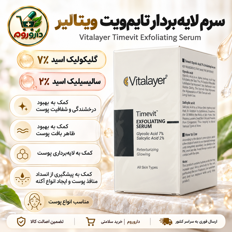 سرم لایه بردار تایم ویت ویتالایر 7 درصد گلایکولیک اسید